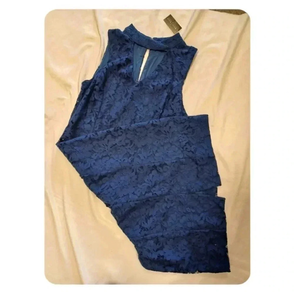 White House Black Market WHBM  Blue Sheath Midi Dress Size 4 - Picture 5 of 10